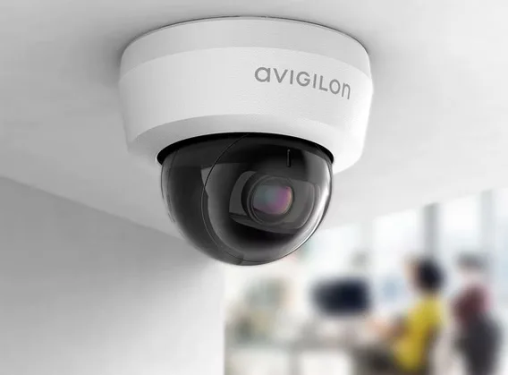 White H6 Mini Avigilon camera installed on ceilling