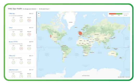 Cisco Meraki Advanced Analytics showing Web App Health