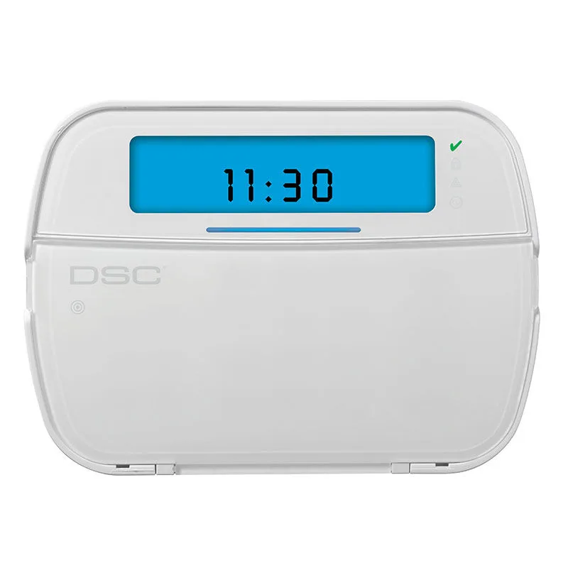 Close-up DSC burglar alarm.