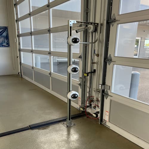 Video analytics security systems inside a car dealership.