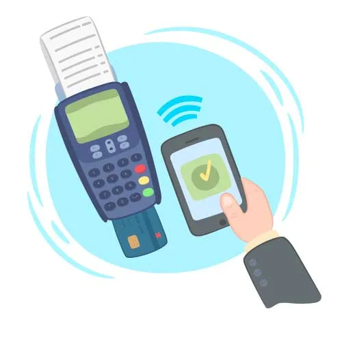Paying with a credit card on a PCI compliant payment terminal.