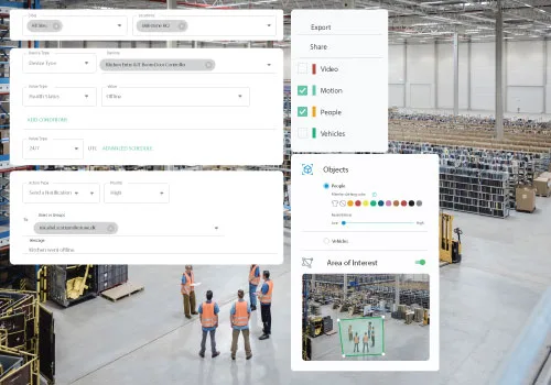 Reviewing surveillance footage from a cloud server with analytics