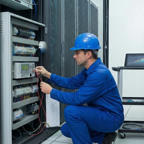 Business Alarm System Installer setting up a burglar alarm