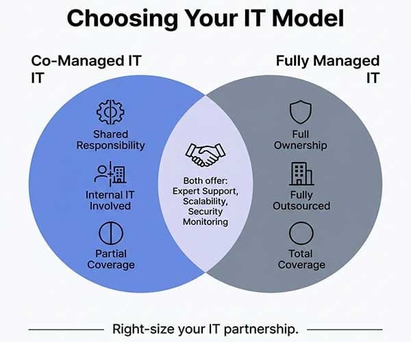 IT teams comparing managed and co-managed service models