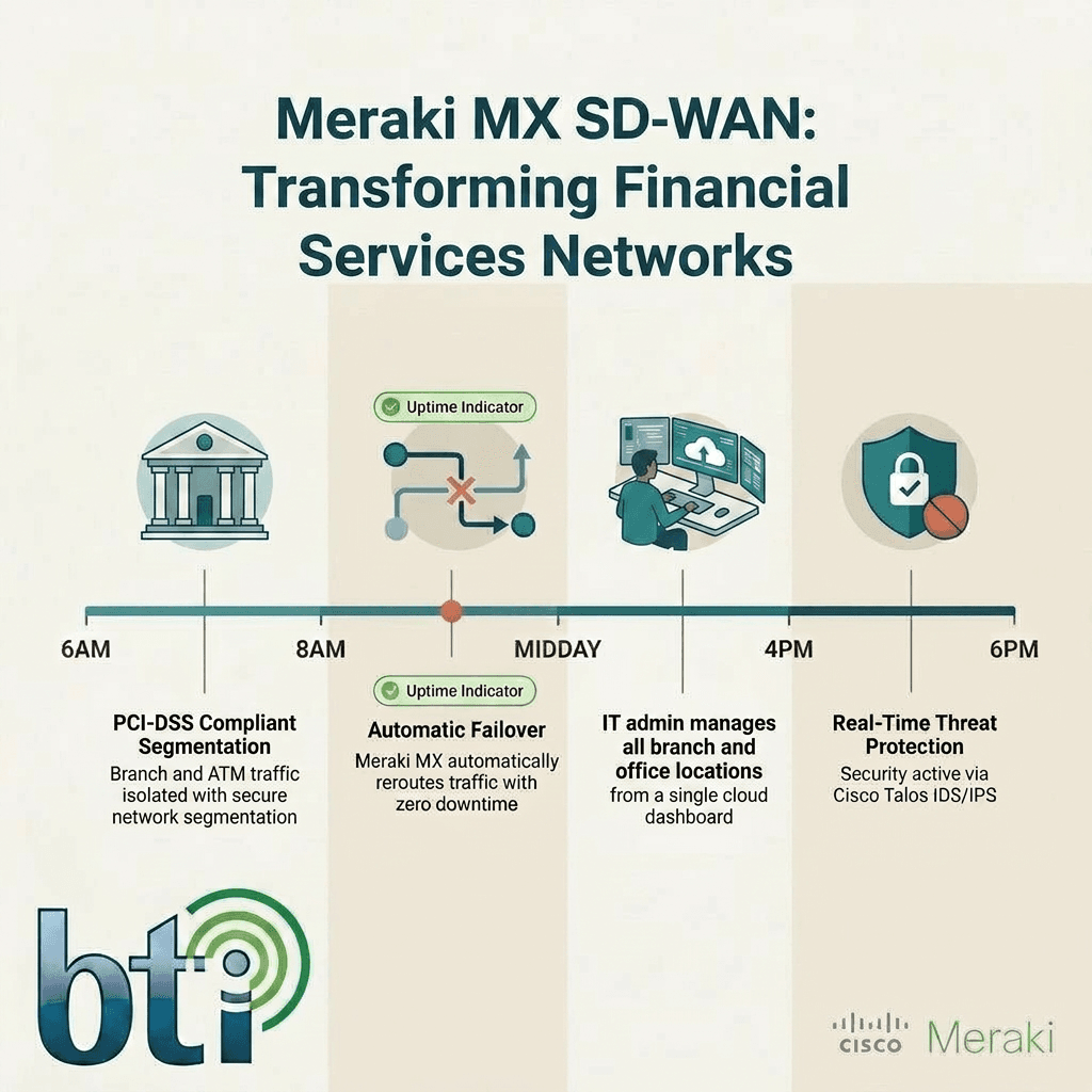 Meraki MX for Financial Services | SD-WAN Solutions by BTI Group