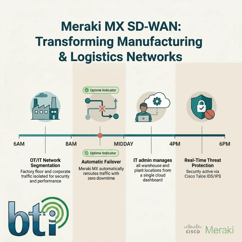 Meraki MX for Manufacturing & Logistics | SD-WAN Solutions by BTI Group