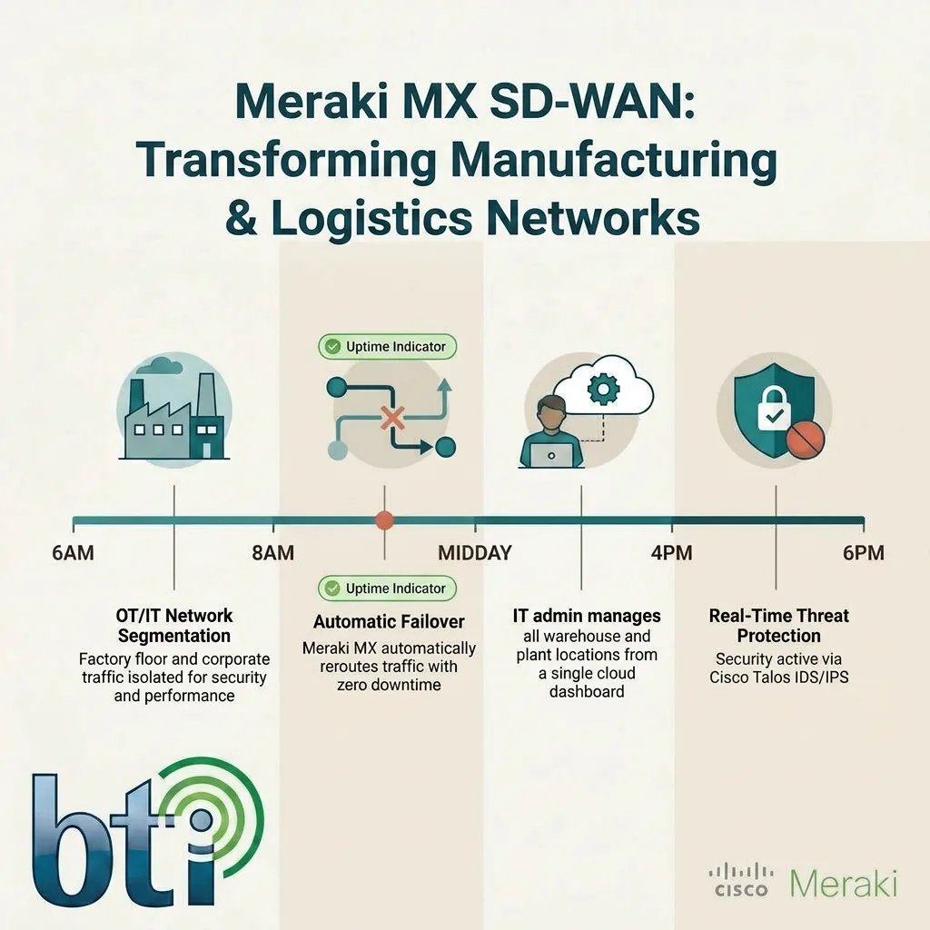 Meraki MX for Manufacturing & Logistics | SD-WAN Solutions by BTI Group