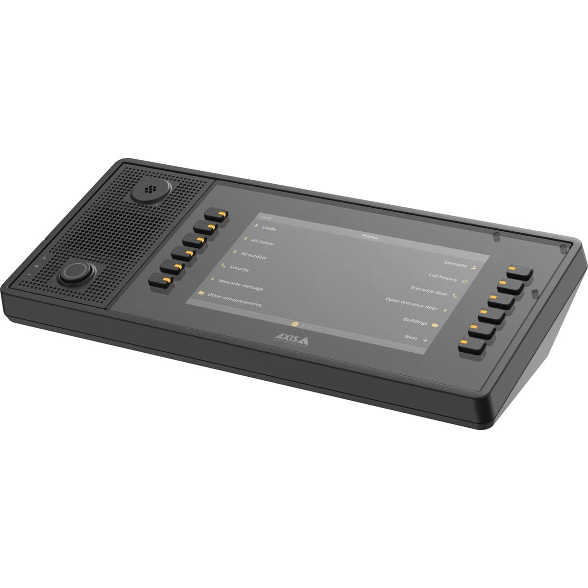 AXIS C6110 network paging console with zone buttons and screen