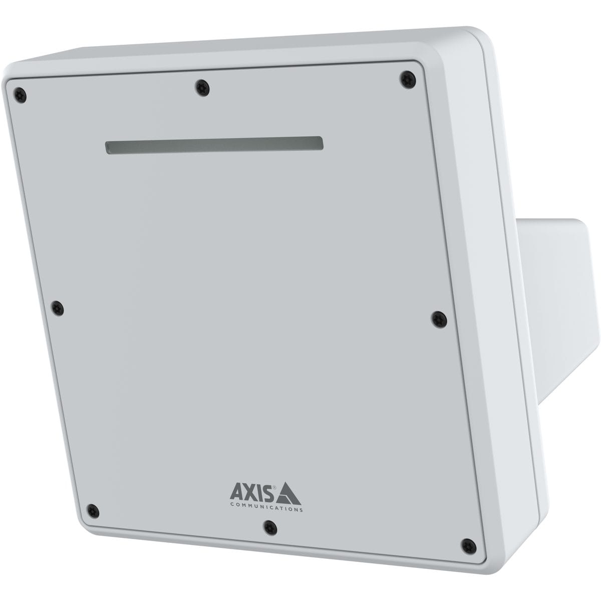 AXIS D2210-VE radar, white, wall mounted, viewed from the left