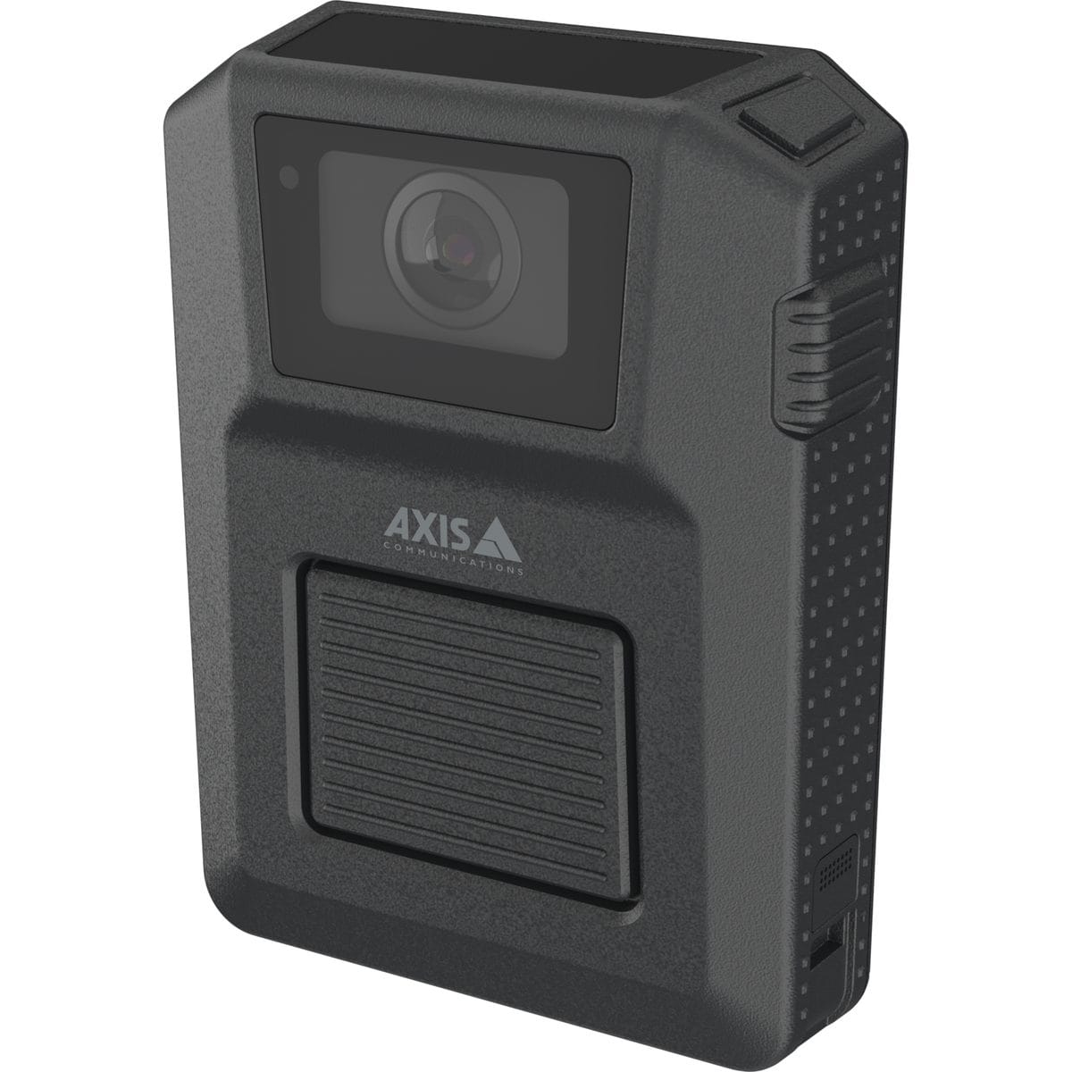 AXIS W102 body worn camera, black, viewed from the left