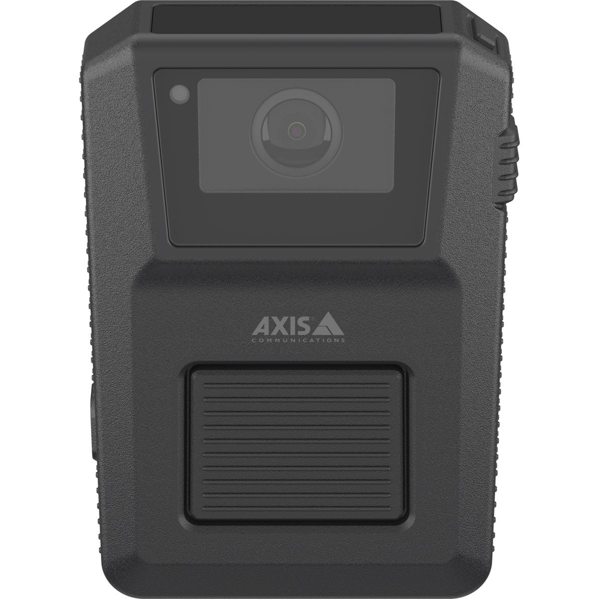 AXIS W120 body worn camera, black, viewed from the front
