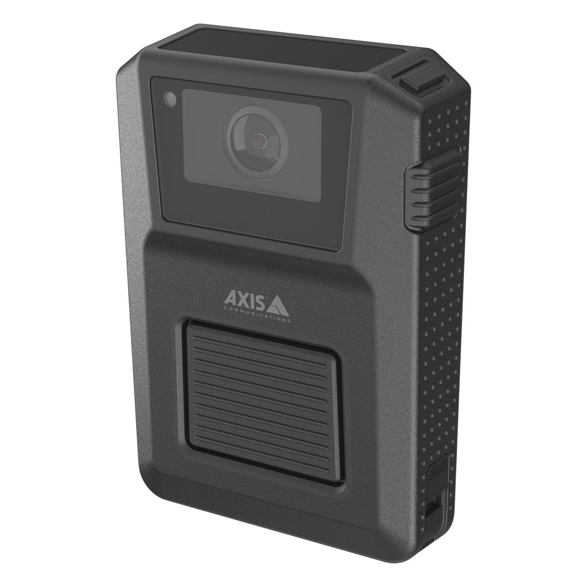 AXIS W120 body worn camera, black, viewed from the left