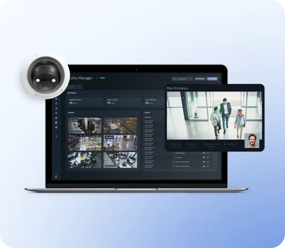 Brivo Eagle Eye Video cloud dashboard with camera, supported by BTI