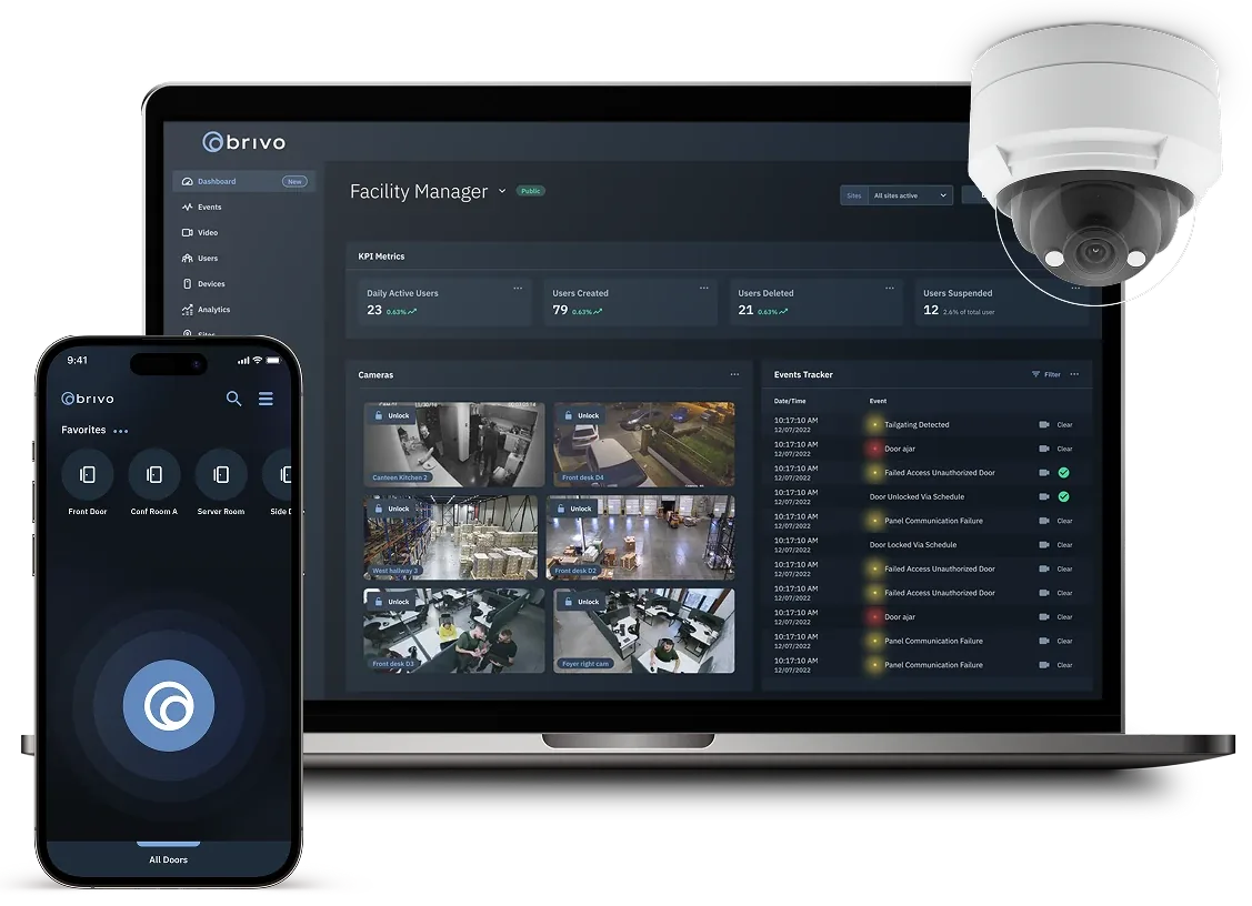 Brivo Security Suite dashboard on laptop and phone, deployed by BTI