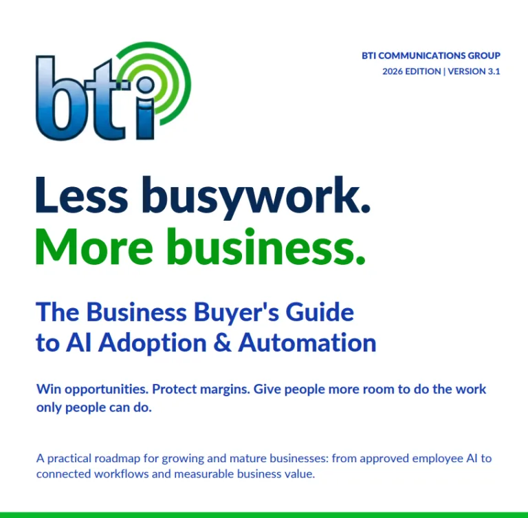 Cover of BTI's Business Buyer's Guide to AI Adoption & Automation, 2026 edition