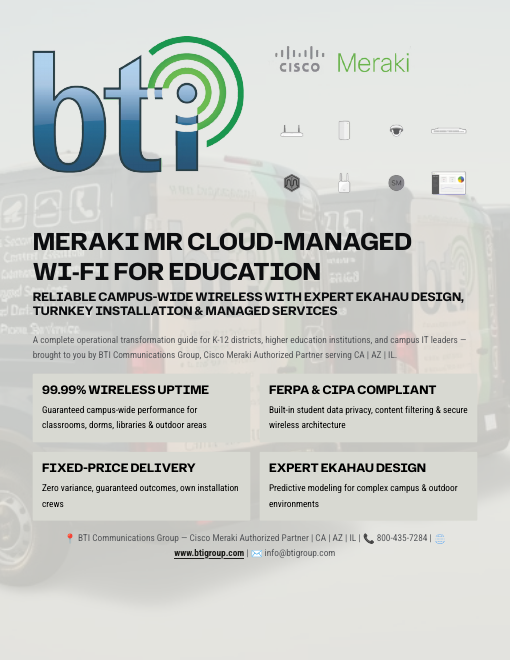 Cover of BTI's Meraki MR Cloud-Managed Wi-Fi for Education