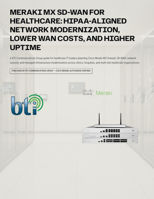 Cover of BTI's Meraki MX SD-WAN for Healthcare