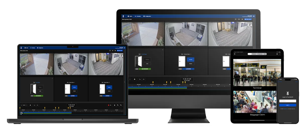 YourSix Y6OS Unified Cloud Security Platform YourSix Y6OS unified cloud security platform with Axis cameras, access control, audio and sensors